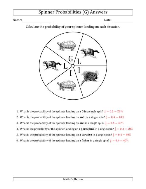 The Non-Numerical Spinners with Letters/Pictures (5 Sections) (G) Math Worksheet Page 2