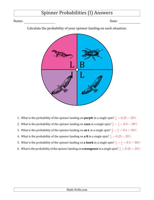 The Non-Numerical Spinners with Colors/Letters/Pictures (4 Sections) (I) Math Worksheet Page 2