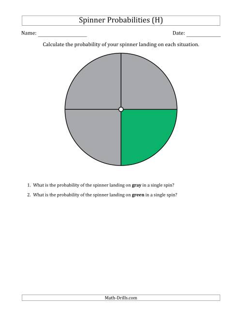 The Non-Numerical Spinners with Colors (4 Sections) (H) Math Worksheet