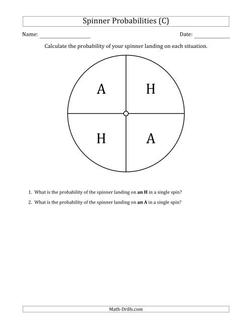 The Non-Numerical Spinners with Letters (4 Sections) (C) Math Worksheet