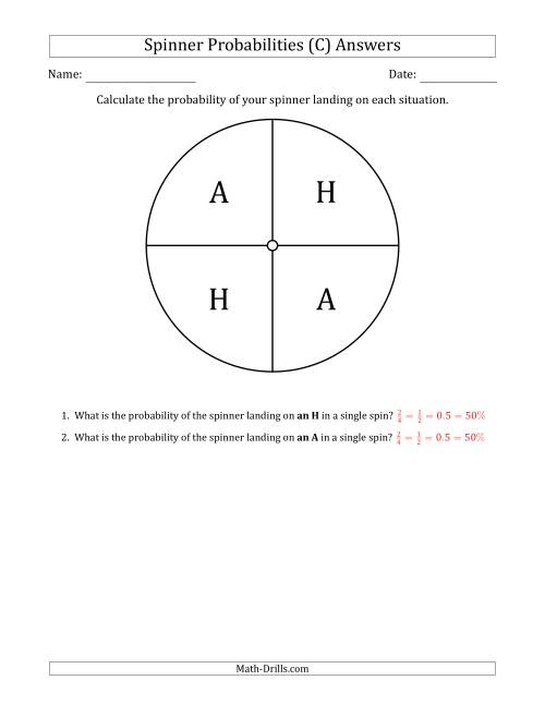 The Non-Numerical Spinners with Letters (4 Sections) (C) Math Worksheet Page 2