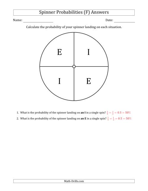 The Non-Numerical Spinners with Letters (4 Sections) (F) Math Worksheet Page 2