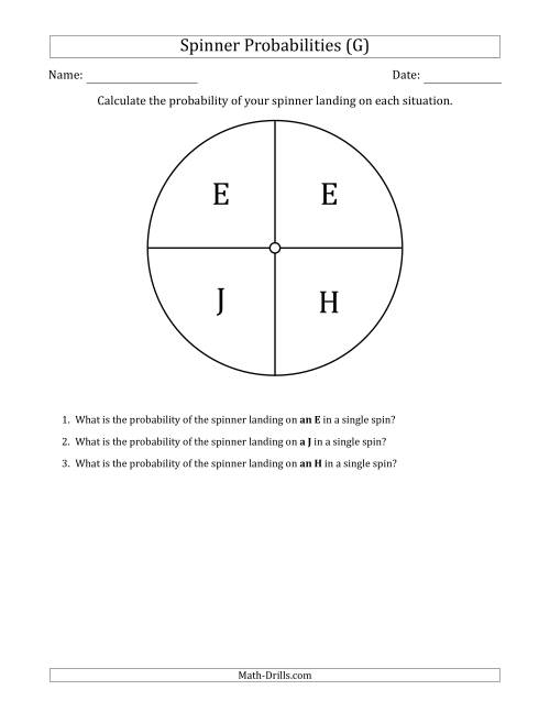 The Non-Numerical Spinners with Letters (4 Sections) (G) Math Worksheet