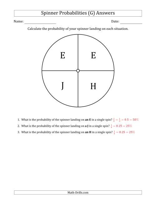 The Non-Numerical Spinners with Letters (4 Sections) (G) Math Worksheet Page 2
