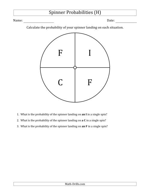 The Non-Numerical Spinners with Letters (4 Sections) (H) Math Worksheet