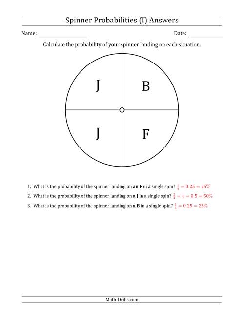 The Non-Numerical Spinners with Letters (4 Sections) (I) Math Worksheet Page 2