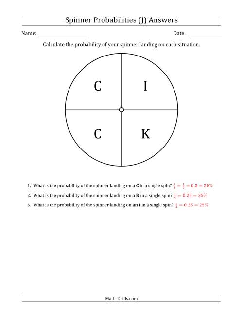 The Non-Numerical Spinners with Letters (4 Sections) (J) Math Worksheet Page 2