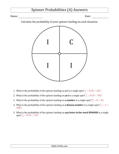 The Non-Numerical Spinners with Letters (4 Sections) (All) Math Worksheet Page 2
