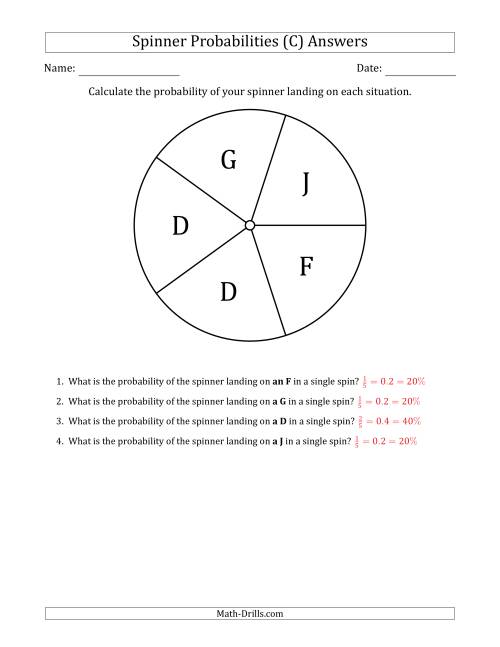 The Non-Numerical Spinners with Letters (5 Sections) (C) Math Worksheet Page 2