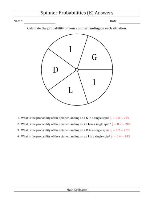 The Non-Numerical Spinners with Letters (5 Sections) (E) Math Worksheet Page 2