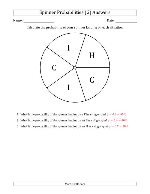The Non-Numerical Spinners with Letters (5 Sections) (G) Math Worksheet Page 2