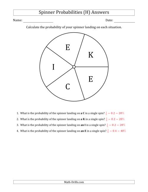 The Non-Numerical Spinners with Letters (5 Sections) (H) Math Worksheet Page 2