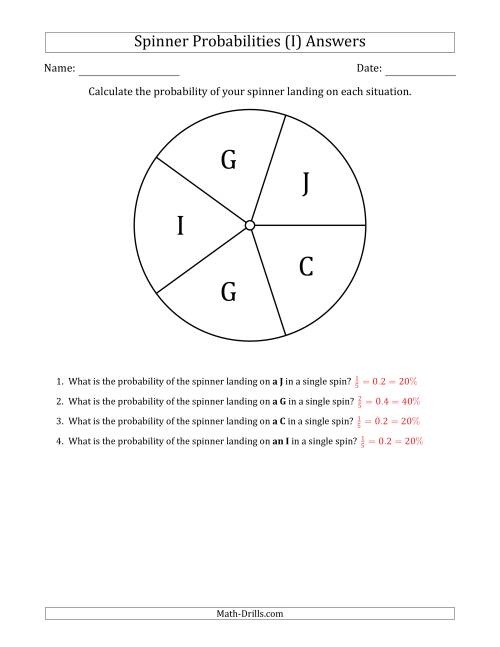 The Non-Numerical Spinners with Letters (5 Sections) (I) Math Worksheet Page 2