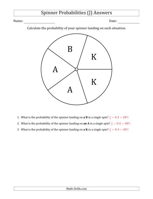 The Non-Numerical Spinners with Letters (5 Sections) (J) Math Worksheet Page 2