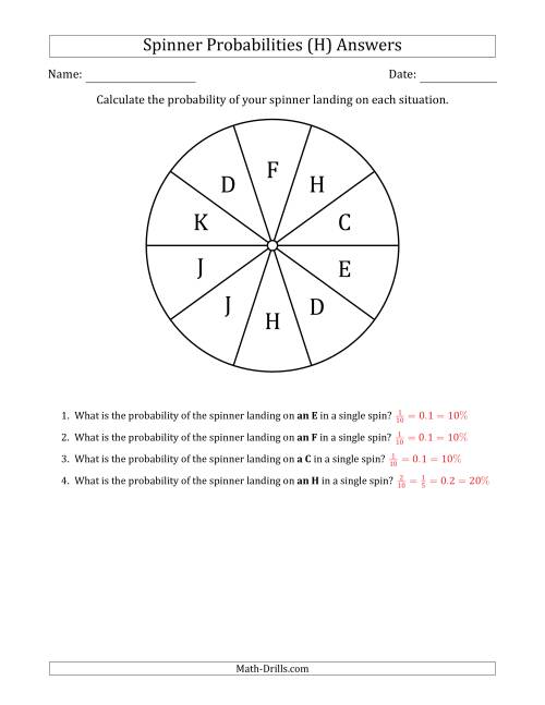 The Non-Numerical Spinners with Letters (10 Sections) (H) Math Worksheet Page 2