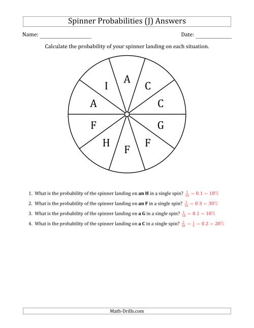 The Non-Numerical Spinners with Letters (10 Sections) (J) Math Worksheet Page 2