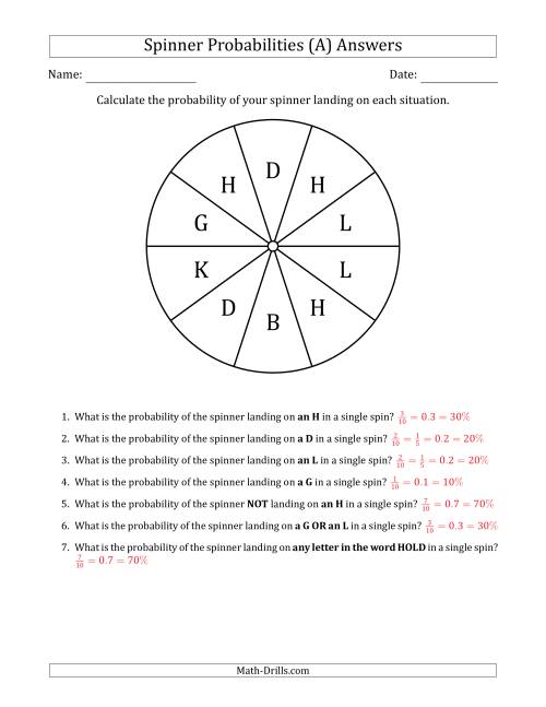 The Non-Numerical Spinners with Letters (10 Sections) (All) Math Worksheet Page 2