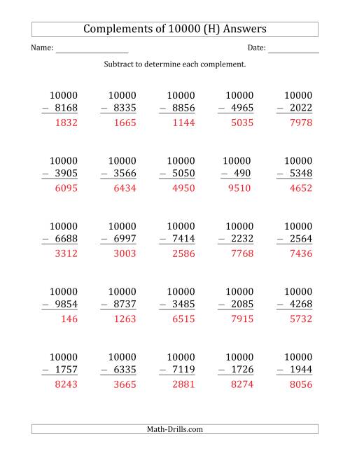 The Complements 10000 by Subtracting (H) Math Worksheet Page 2