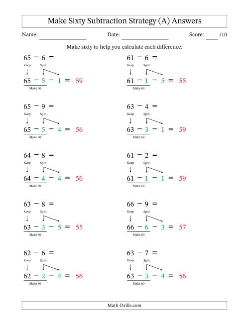 The Make Sixty Subtraction Strategy (All) Math Worksheet Page 2
