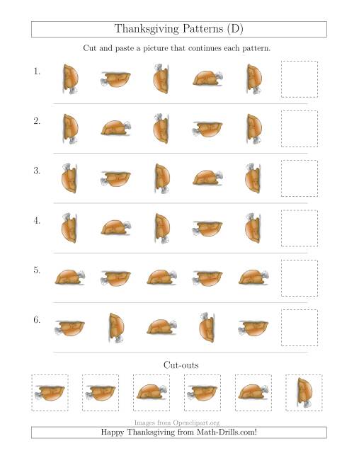 The Thanksgiving Picture Patterns with Rotation Attribute Only (D) Math Worksheet