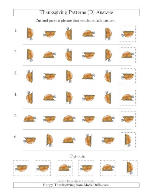 The Thanksgiving Picture Patterns with Rotation Attribute Only (D) Math Worksheet Page 2