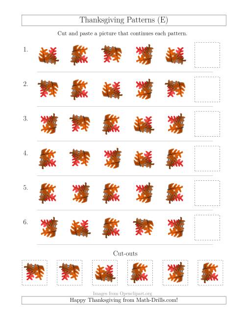 The Thanksgiving Picture Patterns with Rotation Attribute Only (E) Math Worksheet