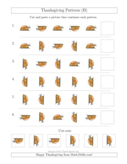 The Thanksgiving Picture Patterns with Rotation Attribute Only (H) Math Worksheet