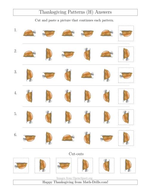 The Thanksgiving Picture Patterns with Rotation Attribute Only (H) Math Worksheet Page 2
