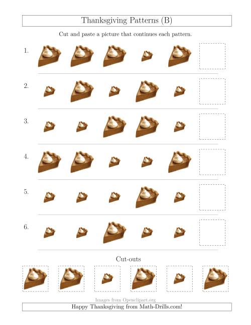 The Thanksgiving Picture Patterns with Size Attribute Only (B) Math Worksheet