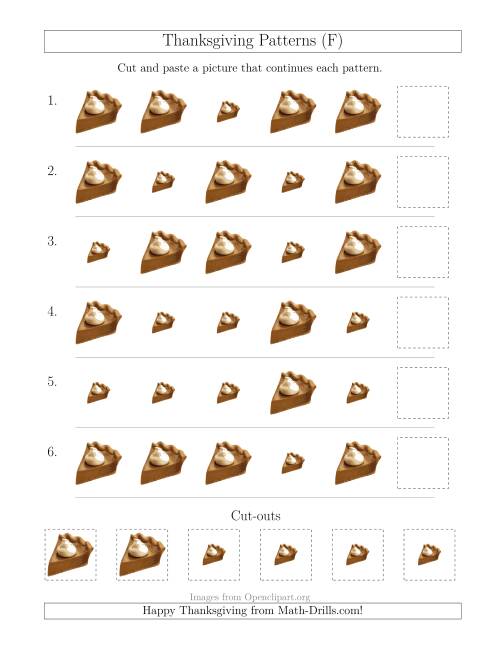 The Thanksgiving Picture Patterns with Size Attribute Only (F) Math Worksheet