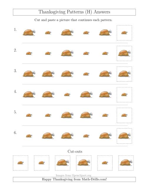 The Thanksgiving Picture Patterns with Size Attribute Only (H) Math Worksheet Page 2