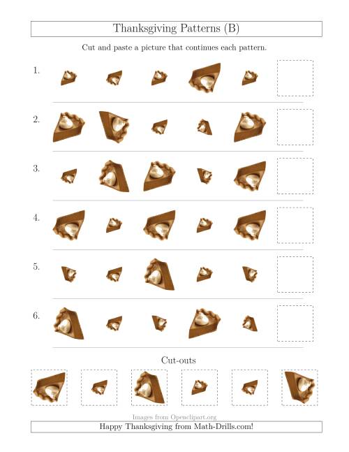 The Thanksgiving Picture Patterns with Size and Rotation Attributes (B) Math Worksheet