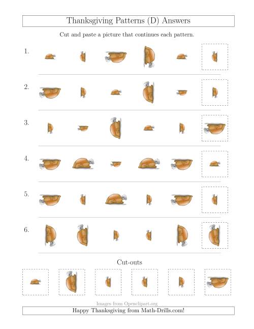 The Thanksgiving Picture Patterns with Size and Rotation Attributes (D) Math Worksheet Page 2
