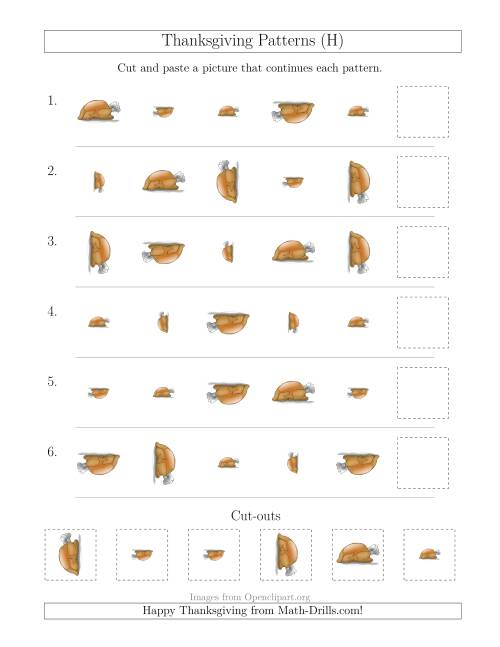 The Thanksgiving Picture Patterns with Size and Rotation Attributes (H) Math Worksheet