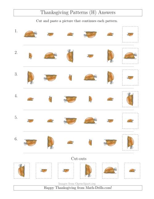 The Thanksgiving Picture Patterns with Size and Rotation Attributes (H) Math Worksheet Page 2