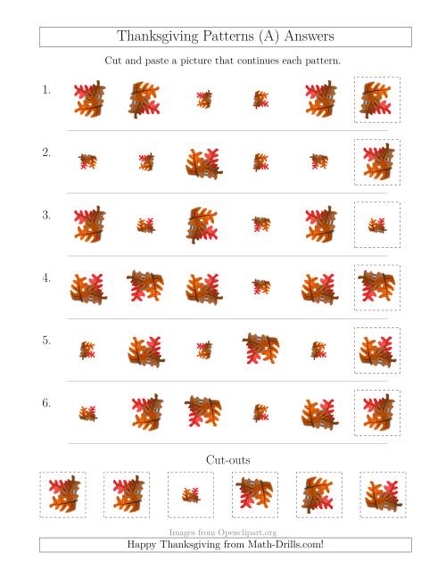 The Thanksgiving Picture Patterns with Size and Rotation Attributes (All) Math Worksheet Page 2