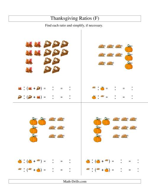 The Thanksgiving Picture Ratios Including Part to Whole Ratios (F) Math Worksheet
