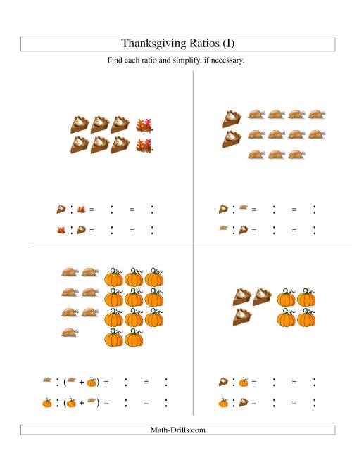 The Thanksgiving Picture Ratios Including Part to Whole Ratios (I) Math Worksheet