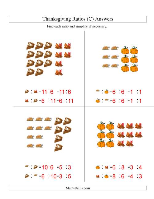 The Thanksgiving Picture Ratios with only Part to Part Ratios (C) Math Worksheet Page 2