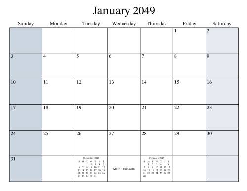The Fillable 2049 Monthly Calendar Math Worksheet
