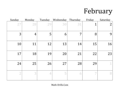 The Monthly Leap Year Calendar with January 1 on Tuesday (C) Math Worksheet Page 2