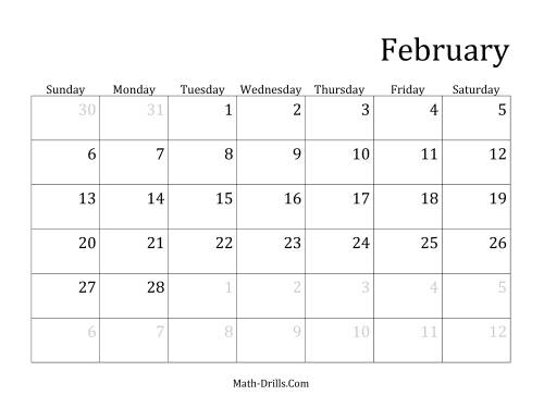 The Monthly General Year Calendar with January 1 on Saturday (G) Math Worksheet Page 2
