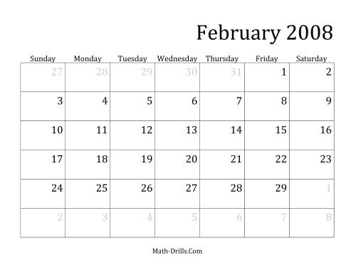 The 2008 Monthly Calendar Math Worksheet Page 2