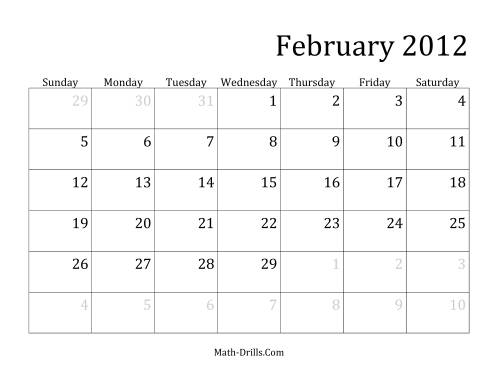 The 2012 Monthly Calendar Math Worksheet Page 2