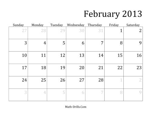 The 2013 Monthly Calendar Math Worksheet Page 2