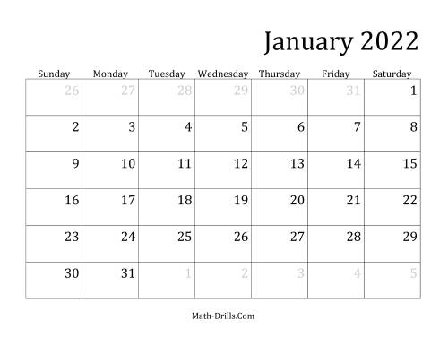 The 2022 Monthly Calendar Math Worksheet