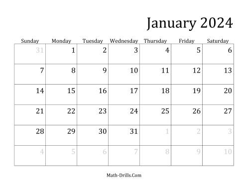 The 2024 Monthly Calendar Math Worksheet