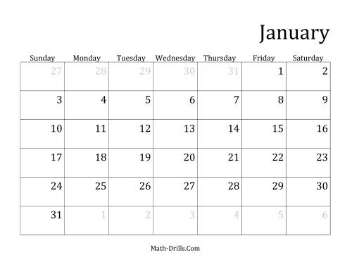 The Monthly Leap Year Calendar with January 1 on Friday Math Worksheet