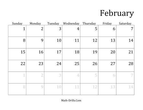 The Monthly General Year Calendar with January 1 on Thursday Math Worksheet Page 2
