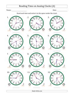 clock outline worksheet